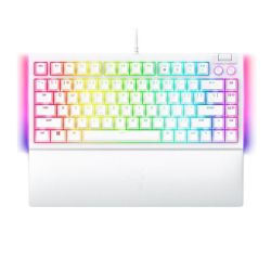 Геймърска клавиатура RAZER BlackWidow V4 75% - US - White (RZ03-05001700-R3M1), Mechanical Switches (Tactile), Razer Chroma RGB, Compact 75% Layout with Aluminum Case, USB, White