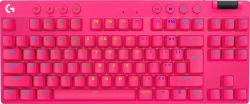 Безжична геймърска клавиатура LOGITECH PRO X TKL Lightspeed (920-012159), Tactile, LIGHTSYNC RGB lighting, USB LIGHTSPEED adapter, US, Pink