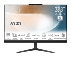 All in One MSI Modern AM242 1M, 23.8" FullHD (1920x1080) IPS, Intel® Core™ 3 100U (10M Cache, 1.20 GHz up to 4.70 GHz, 6 ядра), 8GB DDR5, 256GB SSD M.2, Windows 11 Pro, Black - 9S6-AE0721-1221