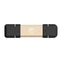 Външно SSD 1TB SILICON POWER DS72 (SP001TBUC3S72VPG), Portable External SSD, Dual USB-C/USB 3.2 Gen 2, up to 1050MB/s, Gold