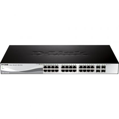 Суич D-Link DGS-1210-28 Смарт 24-port Gigabit Smart Switch plus 4 Combo 1000BaseT/SFP комутатор гигабитов
