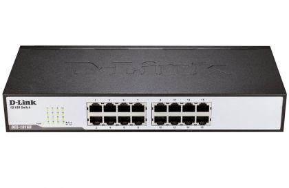 Суич D-Link DES-1016D 16-Port 10/100Mbps Fast Ethernet Unmanaged Switch, rack mountable