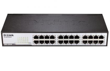 Суич D-Link DES-1024D 24-Port 10/100Mbps Fast Ethernet Unmanaged Switch, rack mountable