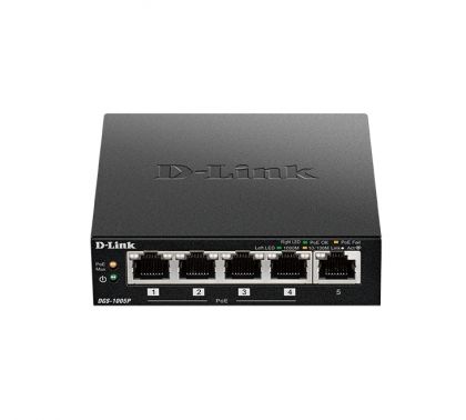Суич D-Link DGS-1005P 5-Port Desktop Gigabit PoE+ Switch