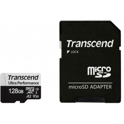 MicroSD памет 128GB Transcend Ultra Performance 340S microSDXC UHS-I U3 A2 V30 + SD Адаптер