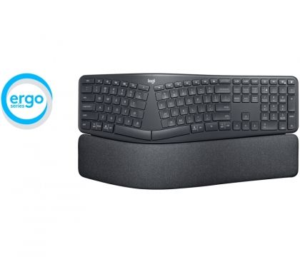 Клавиатура LOGITECH ERGO K860 (920-010108), Wireless/Bluetooth, US INTL, Central, Graphite