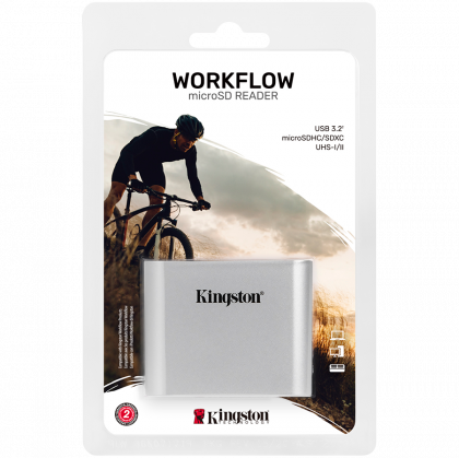 MicroSD Reader KINGSTON Workflow (WFS-SDC), 2 UHS-II microSD cards, USB 3.2 Gen 1 speeds, USB-C