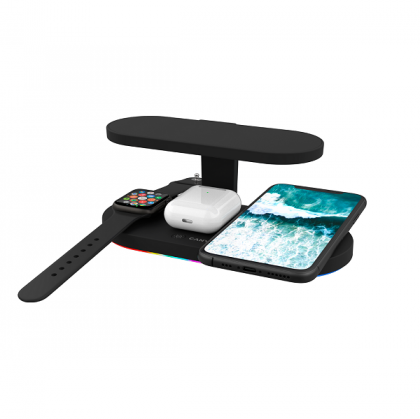 Безжична станция за зареждане на устройства CANYON WS-303 3in1 Wireless charger, Black