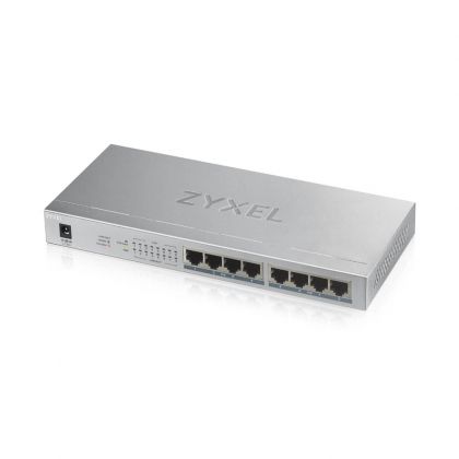 Суич ZyXEL GS1008-HP, 8 Port Gigabit PoE+ unmanaged desktop Switch, 8 x PoE, 60 Watt