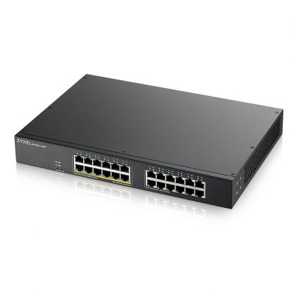 Суич ZyXEL GS1900-24, 24-port GbE L2, 12 Port PoE Smart Switch, rackmount, 130 Watt