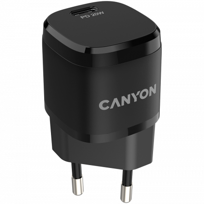 Мини зарядно у-во CANYON H-20-05 , PD 20W USB-C, Black