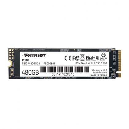 SSD 480GB PATRIOT P310 (P310P480GM28), M.2 2280 PCIe Gen3 x 4, NVMe 1.3