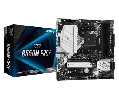 Дънна платка ASROCK B550M PRO4 (AMD AM4, 4xDDR4, 2xM.2, VGA, HDMI, DP) Micro ATX