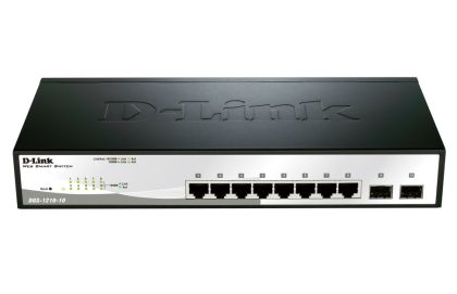 Суич D-Link DGS-1210-10, 10-Port Gigabit Smart Switch with 2 SFP ports