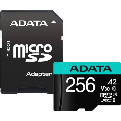 MicroSD памет 256GB ADATA Premier Pro microSDXC Class 10 U3 + SD Адаптер