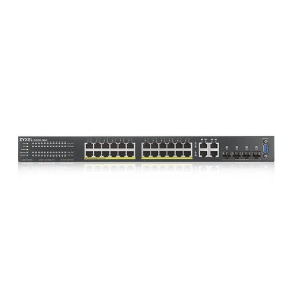 Суич ZyXEL GS2220-28HP, EU region, 24-port GbE L2 PoE Switch with GbE Uplink (1 year NCC Pro pack license bundled)