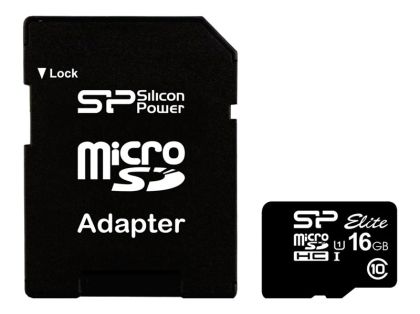 MicroSD памет 16GB SILICON POWER Elite microSDHC Class 10 UHS-1 + SD Адаптер