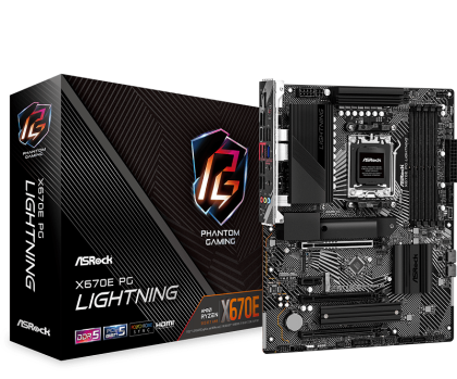 Дънна платка ASROCK X670E PG Lightning (AMD AM5, 4x DDR5, 1x Hyper M.2, 1x Blazing M.2, 1x Ultra M.2, 2.5G LAN, HDMI, DP) ATX