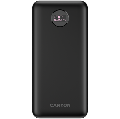 Външна батерия CANYON PB-2002 (CNE-CPB2002B), 20000mAh, 2xUSB, USB-C, Black