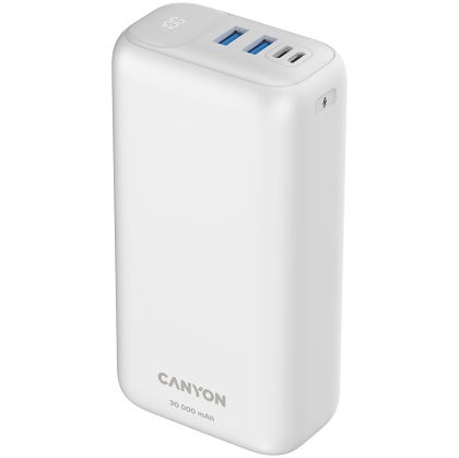 Външна батерия CANYON PB-301 (CNE-CPB301W), 30000mAh, 2xUSB + USB-C, White