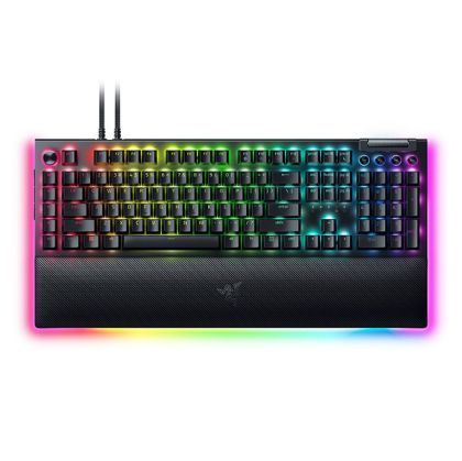 Геймърска клавиатура RAZER BlackWidow V4 Pro - Green Switch (RZ03-04680100-R3M1), Mechanical, US Layout, Green Switch, RGB Chroma, USB Type-C, Black