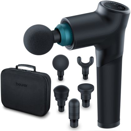 Масажор BEURER MG 185 deep tissue massager, 9 intensity levels & 3 massage programmes, 5 massage attachments, Lithium-ion battery up to 5.5h of use, storage case