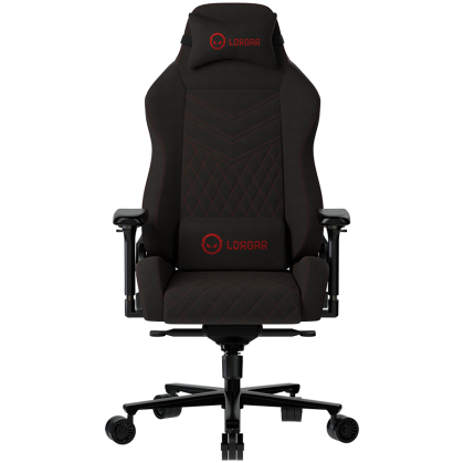 Геймърски стол LORGAR Ace 422 (LRG-CHR422BR), Gaming chair, Anti-stain durable fabric, 1.8 mm metal frame, multiblock mechanism, 4D armrests, 5 Star aluminium base, Class-4 gas lift, 75mm PU casters, Black + red