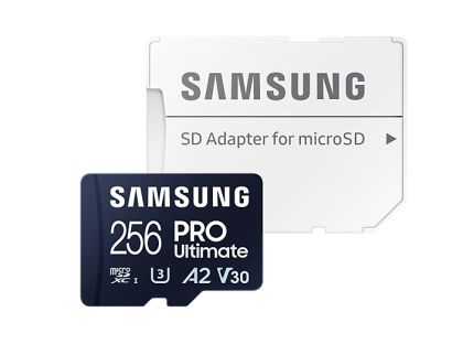 MicroSDXC памет 256GB SAMSUNG PRO Ultimate microSD (2023), UHS-I U3, V30, A2 + SD адаптер