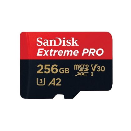 MicroSDXC памет 256GB SANDISK Extreme PRO, microSDXC  UHS-I U3 V30 A2 Class10 + SD Адаптер