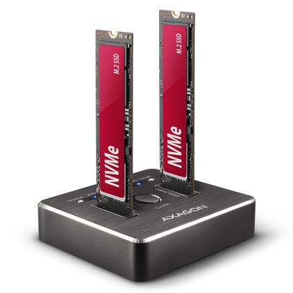 Докинг станция за SSD AXAGON ADSA-M2C , Двойна USB 3.2 Gen 2 докинг станция за M.2 NVMe SSD с функция за клониране