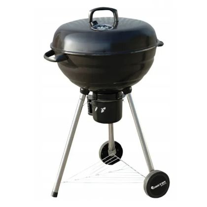 Барбекю на дървени въглища MASTER GRILL MG910, 46 см, Емайлирана стомана, Пепелник, 2 Колела, Черен/инокс