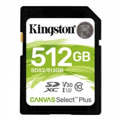 SD памет 512GB KINGSTON Canvas Select Plus SDXC 100MB/s C10 UHS-I U3 V30 - SDS2/512GB