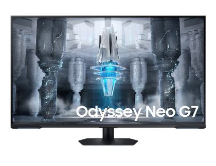 Монитор SAMSUNG Odyssey Neo G7 LS43CG700 (LS43CG700NUXEN), 43" VA, 4K UHD (3840x2160) 144Hz, 16:9, 1ms, 400 cd/m2, 4250:1, Smart, Tizen OS, WiFi5, BT5.2, RJ-45, AMD FreeSync Premium Pro, Speaker 20W, Display Port, 2xHDMI, USB Hub, Black/White