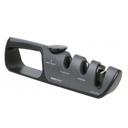 Точило за ножове и ножици - регулируем ъгъл KINGHOFF KH 1636, Грубо/фино заточване, 14-24 градуса, Сив