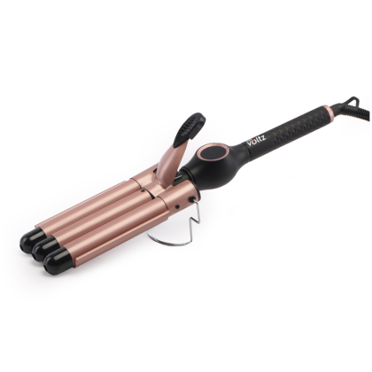 Ретро преса Oliver VOLTZ OV51102D, 60W, Керамика и турмалин, 140-200C, LED дисплей, Черен/розовозлатист