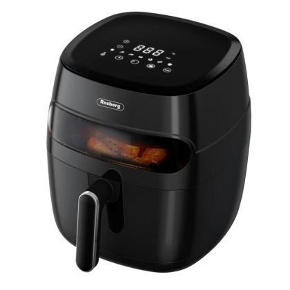 Фритюрник Air Fryer ROSBERG R51980CA, 1350W, 5.2 л, LED дисплей, Горещ въздух, Таймер, До 200°C, Черен