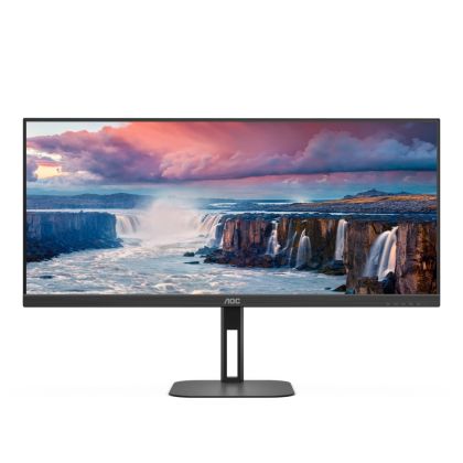 Монитор AOC U34V5C/BK, 34" VA, UWQHD (3440x1440) 100Hz, 21:9, 4ms, 300cd/m2, 4000:1, Adaptive Sync, Speaker 2x5W, HDMI, DP, USB-C, USB hub, Black