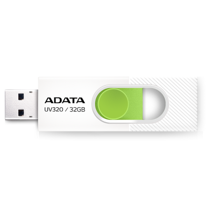 USB памет 32GB ADATA UV320, USB 3.2 Gen1, White/Green - AUV320-32G-RWHGN