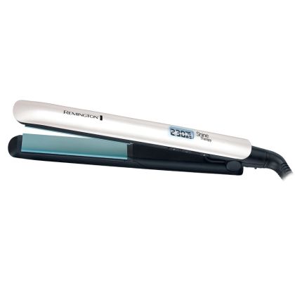 Преса за коса REMINGTON Shine Therapy S8500, 9 температурни настройки 150-230 C, Керамично покритие, Плаващи плочи, Бял/зелен