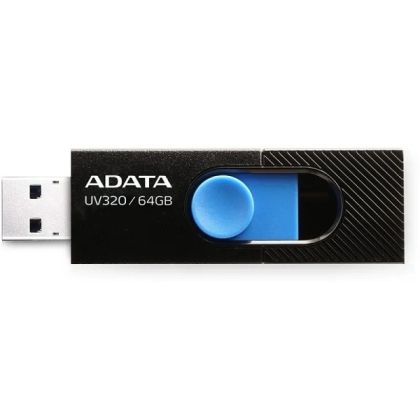 USB памет 64GB ADATA UV320, USB 3.2 Gen1, Black/Blue - AUV320-64G-RBKBL