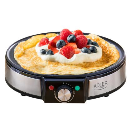 Уред за палачинки ADLER AD 3058, 1600W, 30 см, Включени прибори, Черен/инокс