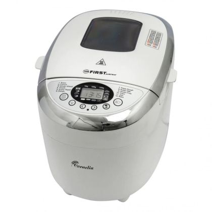 Хлебопекарна с две бъркалки FIRST AUSTRIA FA-5152-3, 850W, 12 програми, Рецепти, Безглутенов хляб, Бял