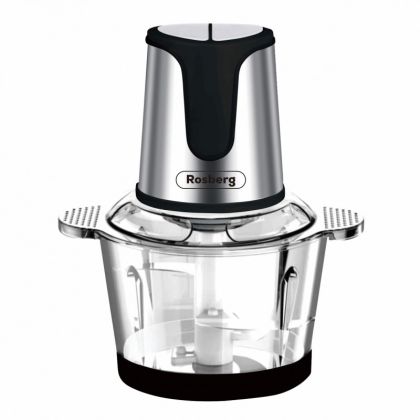 Чопър ROSBERG R51111E, 500W, 3 литра, Стъклена купа, 2 скорости, Инокс/черен