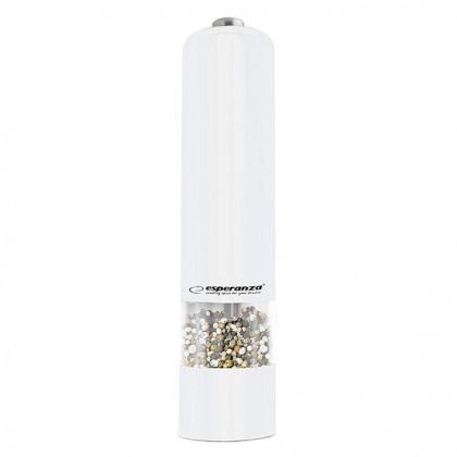 Електрическа мелничка за сол и пипер ESPERANZA Malabar EKP001W, LED, Работа с 1 бутон, Бял