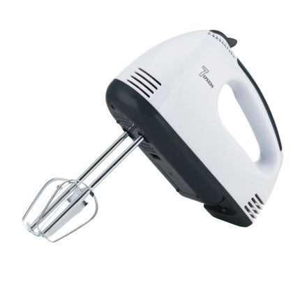 Миксер ROSBERG R51110G, 200W, 7 скорости, Хромирани бъркалки, Бял/черен