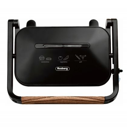 Сандвич тостер - скара ROSBERG R51442K, 1300W, Защита срещу прегряване, Незалепващо покритие, Черен