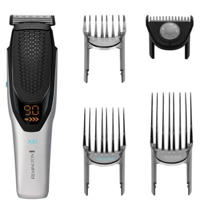 Машинка за подстригване REMINGTON Power X6 HC6000, 0.5-35 mm, Автономия 90 мин, Стоманени ножове, LED дисплей, Сив/син
