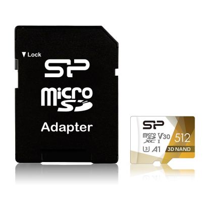 MicroSD памет 512GB SILICON POWER Superior Pro, microSDXC Class 10. UHS-I U3, V30, A1, 4K UHD + SD Адаптер