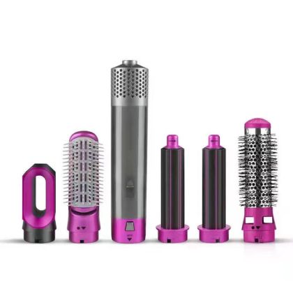 Електрическа четка за коса 5в1 ROSBERG R51100W, 1000W, 5 приставки, Халка за окачване, Лилав