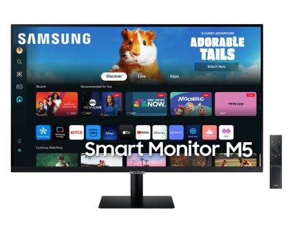 Монитор SAMSUNG M5 M50D 27DM500 (LS27DM500EUXDU), 27" VA, FullHD (1920x1080) 60Hz, 16:9, 4ms, 250 cd/m2, 3000:1, Adaptive Picture, Smart, Tizen OS, Speakers 2x5W, Wi-Fi 5, Bluetooth, 2xHDMI, 2xUSB 2.0, Black